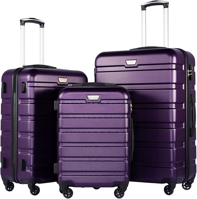 Coolife Luggage 3 Piece Set Suitcase Spinner Hardshell Lightweight TSA Lock by COOLIFE