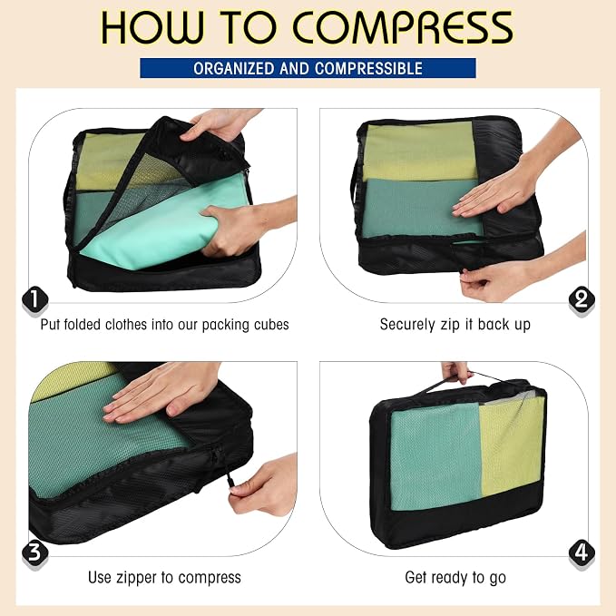 5 Pcs Packing Cubes for Suitcase Large Travel Cubes Carry on Luggage Organizer - Image 3