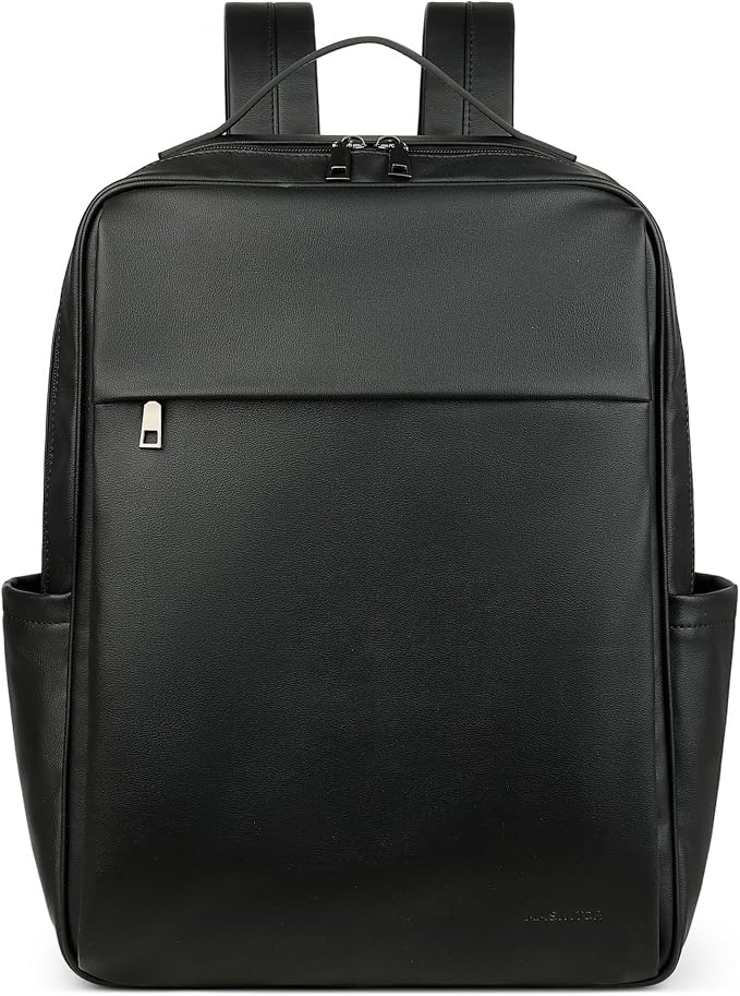 MASINTOR 15.6 inch PU Leather Laptop Backpack Purse - Image 8