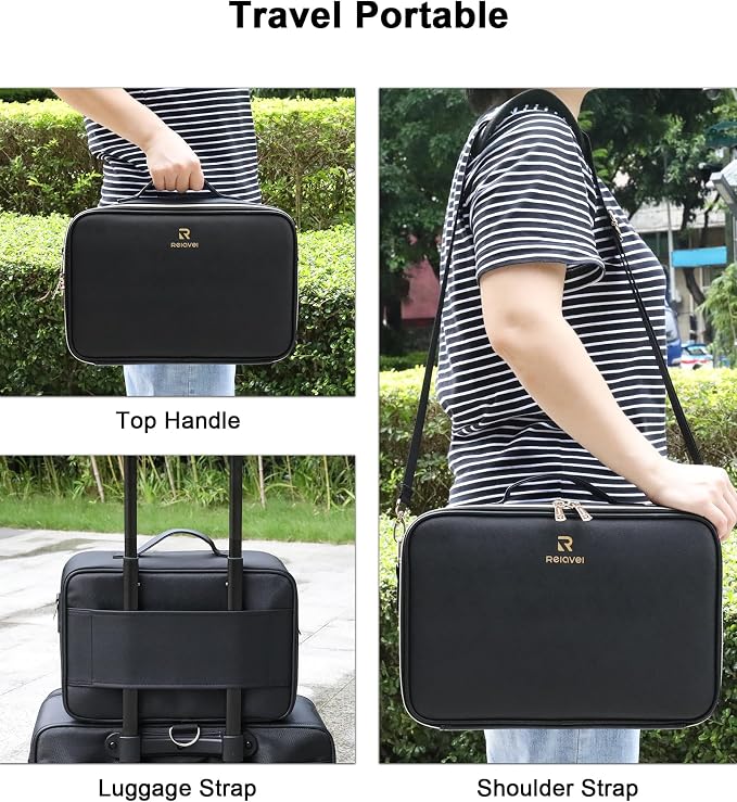 Relavel Makeup Bag with LED Mirror Travel Train Case Large Cosmetic Bags - Image 7