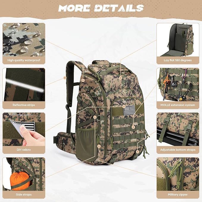 Maelstrom Tactical Backpack for Men, 40L Military Backpack, Water Resistant - Image 2