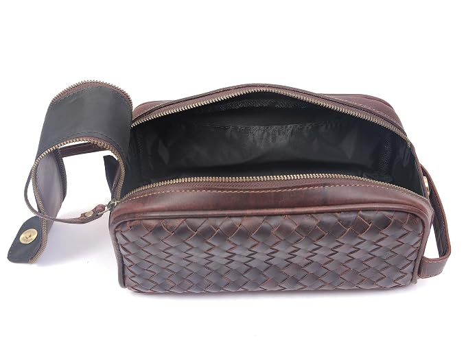 10" Premium Leather Toiletry Travel Pouch - Image 3
