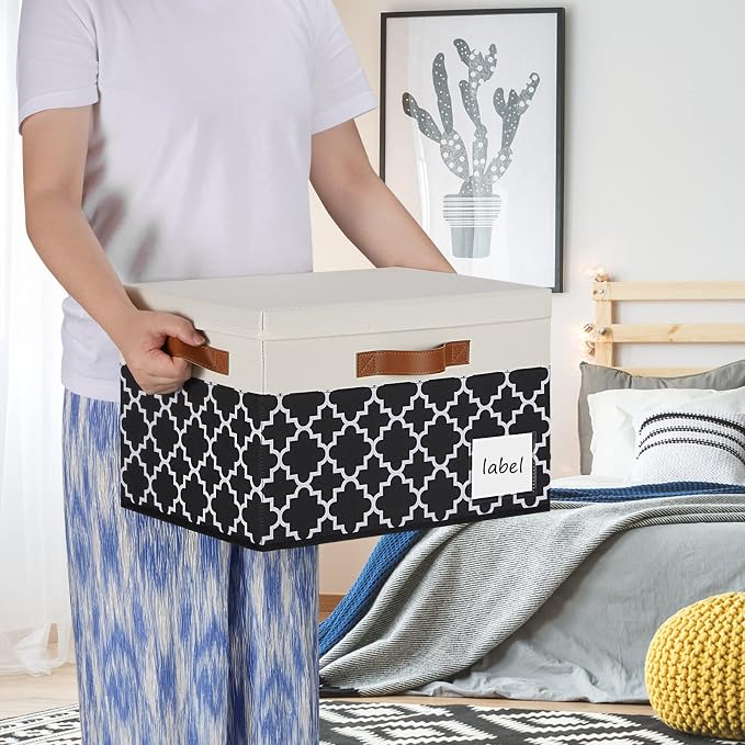 Large Storage Bins with Lids, Foldable Fabric Storage Baskets with Lids - Image 3