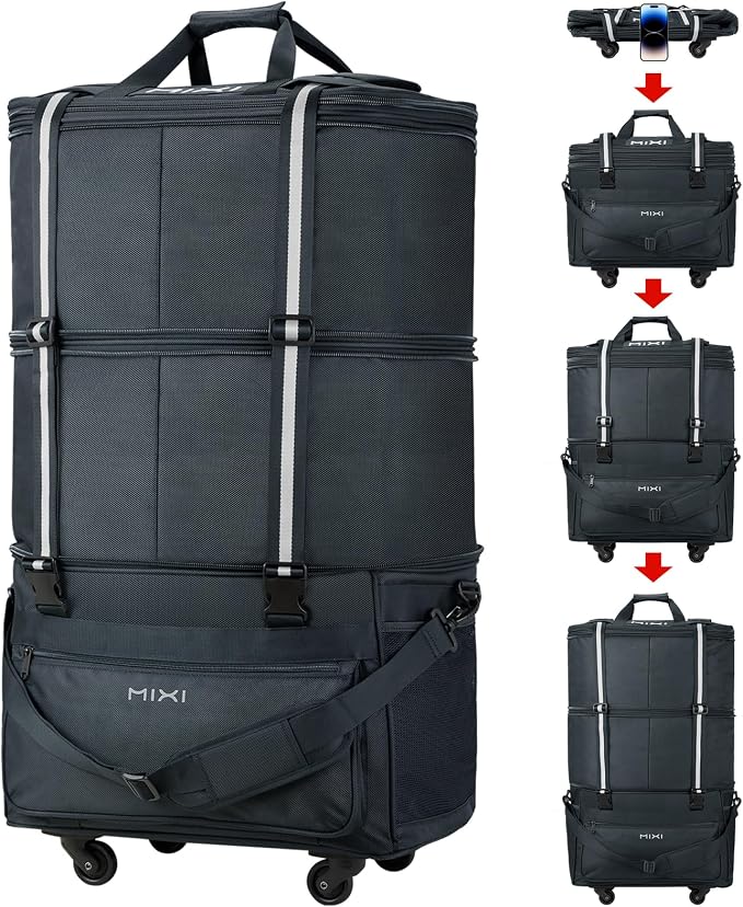 mixi Travel Bag with Wheels Expandable Foldable Luggage Bag Collapsible Rolling by MIXI