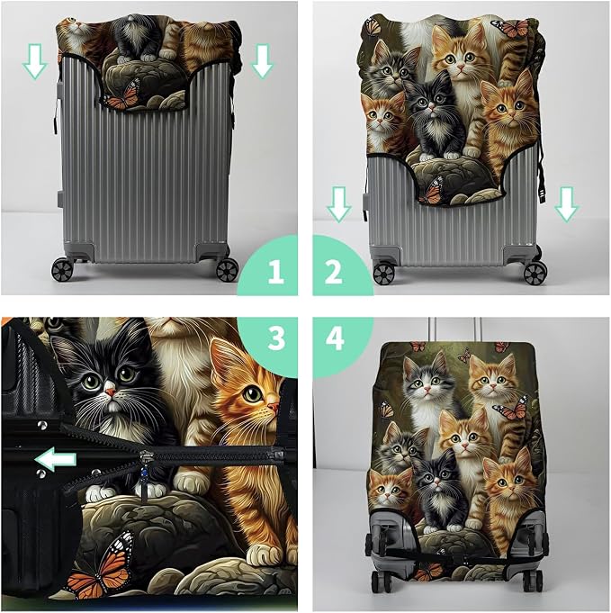 Luggage Cover + Tag, Cats Family Travel Suitcase Protector - Image 7