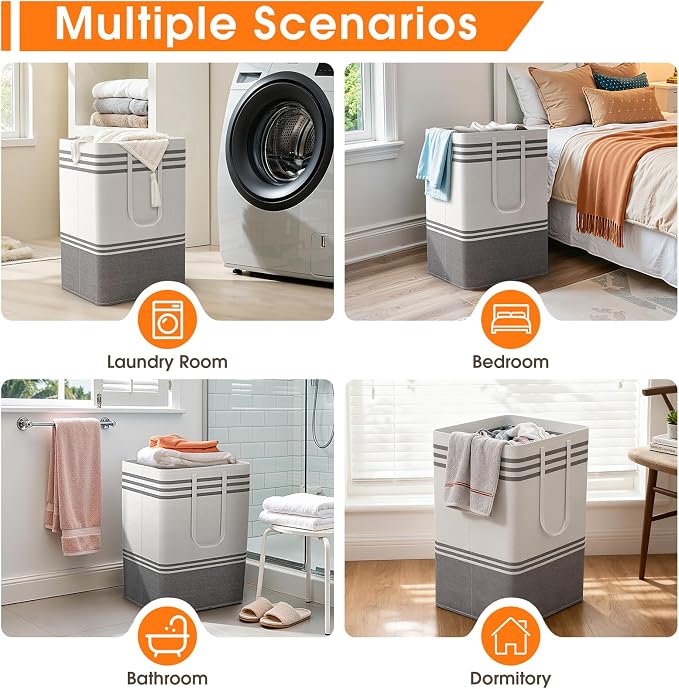 2 Pack Large Laundry Baskets, Laundry Hampers, Freestanding Waterproof - Image 7
