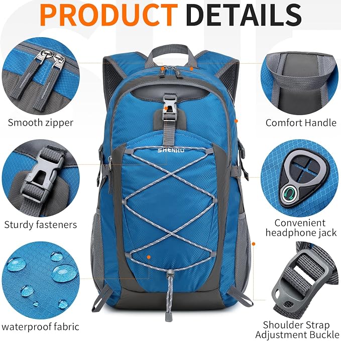 40L Hiking Backpack Lightweight Daypack Waterproof Travel Camping Backpack - Image 6