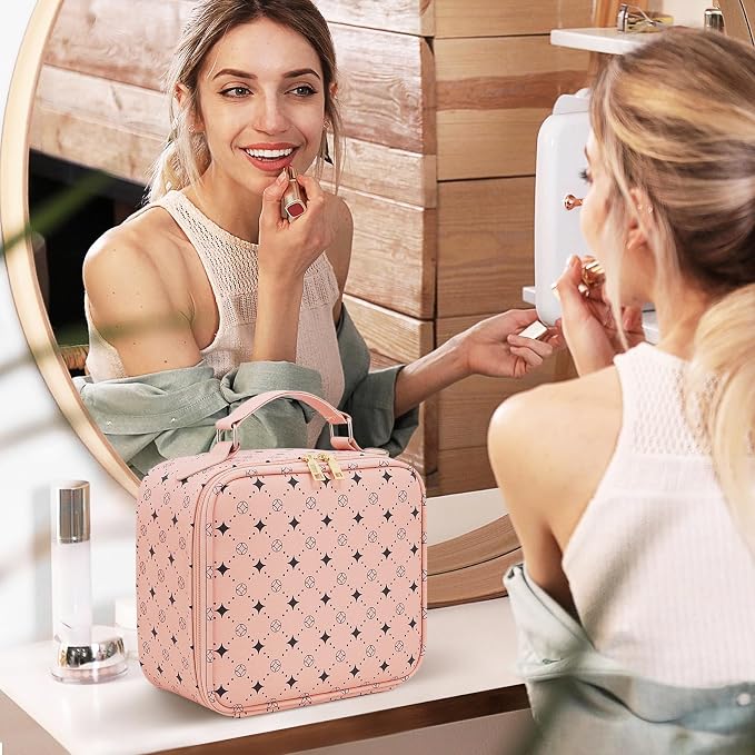 Travel Makeup Bag With 360° rotating LED Mirror, Waterproof cosmetic organizer - Image 9