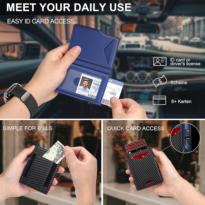 Wallet for Men Wallet with Slim Pop Up Card Holder 9-13 Cards, Bifold - Image 8
