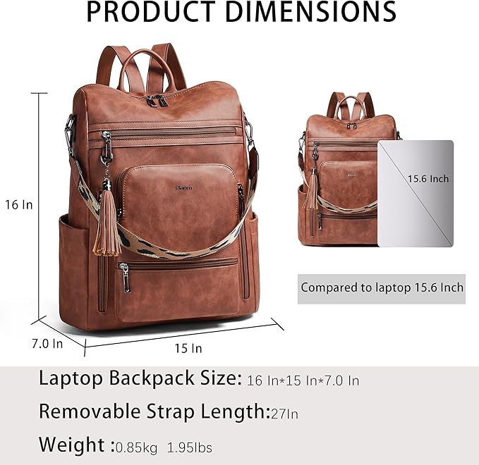 Shrrie Vegan Leather Laptop Backpack - Image 3