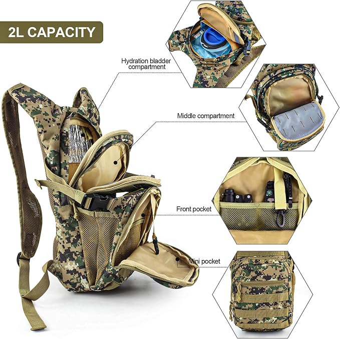 Tactical Hydration Backpack 2L Water Bladder - Image 3