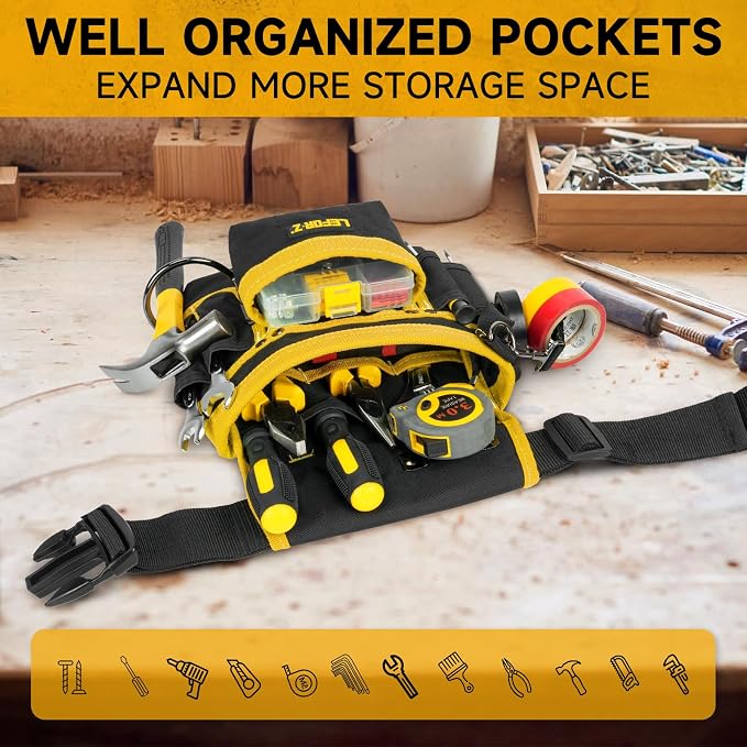 Tool Belt, Magnetic Tool Pouch, 14-Pockets Tool Belts - Image 5