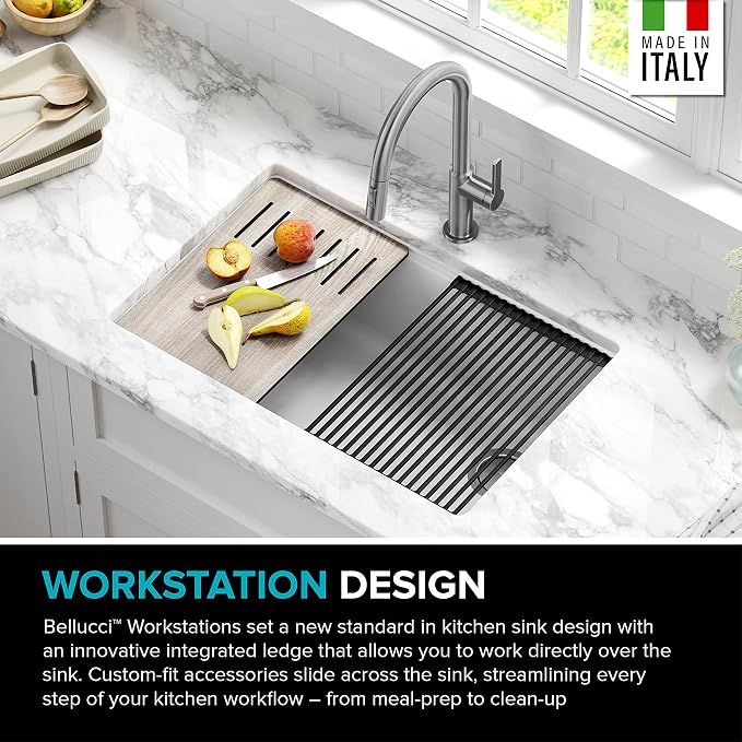 KRAUS Bellucci 30” in. Undermount Workstation Granite Kitchen Sink in White - Image 5