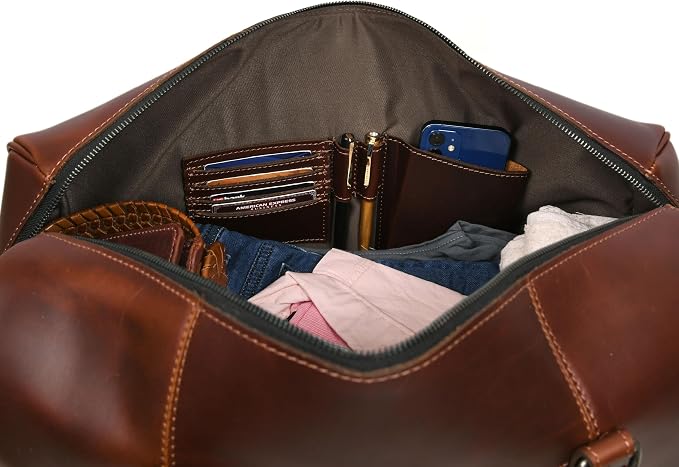 Leather Duffel Bag for Men & Women Travel, Gym Bag - Image 5