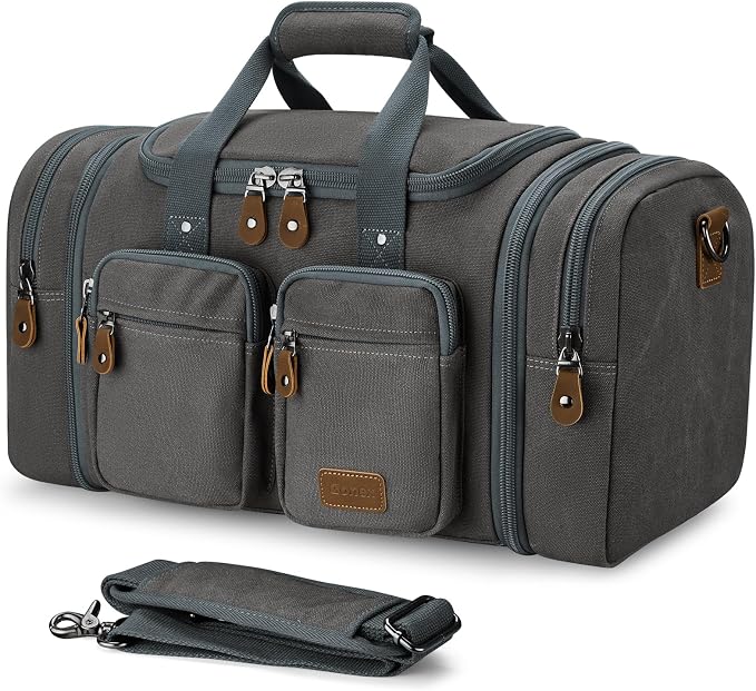 Gonex Canvas Duffle Bag for Travel, Expandable Water Resistant 50L Carry on by Gonex