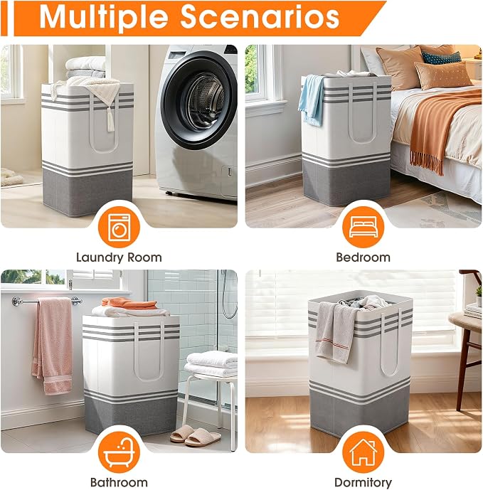 2 Pack Large Home Laundry Basket, Laundry Hamper, Freestanding Waterproof Dirty - Image 7