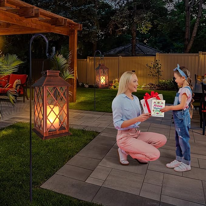 TAKE ME 14" Solar Lanterns Outdoor Garden Hanging Lantern Waterproof LED - Image 3