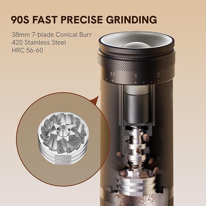 OutIn Fino Portable Electric Coffee Grinder, Adjustable Coffee Bean Grinder - Image 5