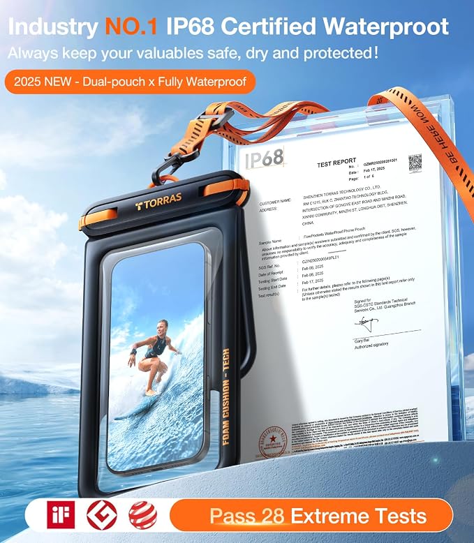 TORRAS IP68 Waterproof Phone Pouch Double Space, Floating Waterproof Phone Case - Image 3