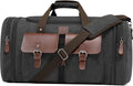 Canvas Duffle Bag for Men 50L Travel Duffel Bags Expandable Genuine Leather by DensataTravelBag