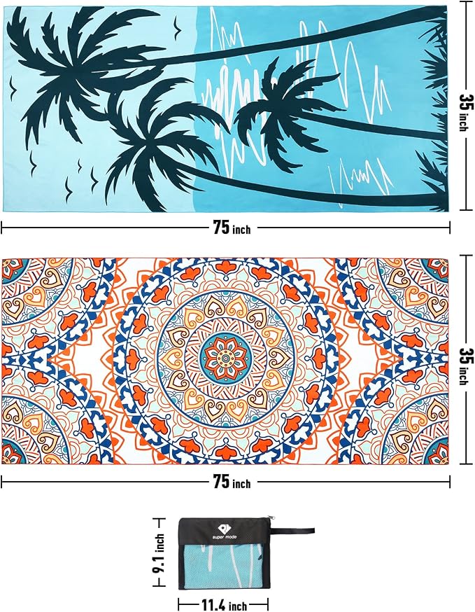 2 Pack Oversized Microfiber Beach Towel, Quick Drying, Super Absorbent - Image 6