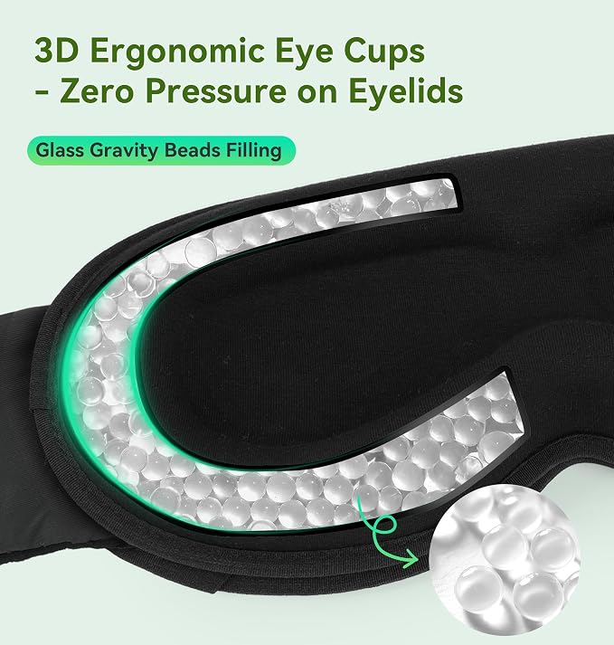 LC-dolida Bamboo Cotton Weighted Bluetooth Sleep Masks, 3D Weighted Sleep Masks - Image 3