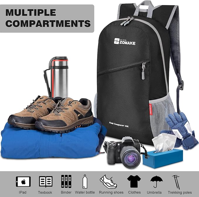 ZOMAKE Lightweight Packable Backpack 20L, Foldable Backpacks Small Daypack - Image 3
