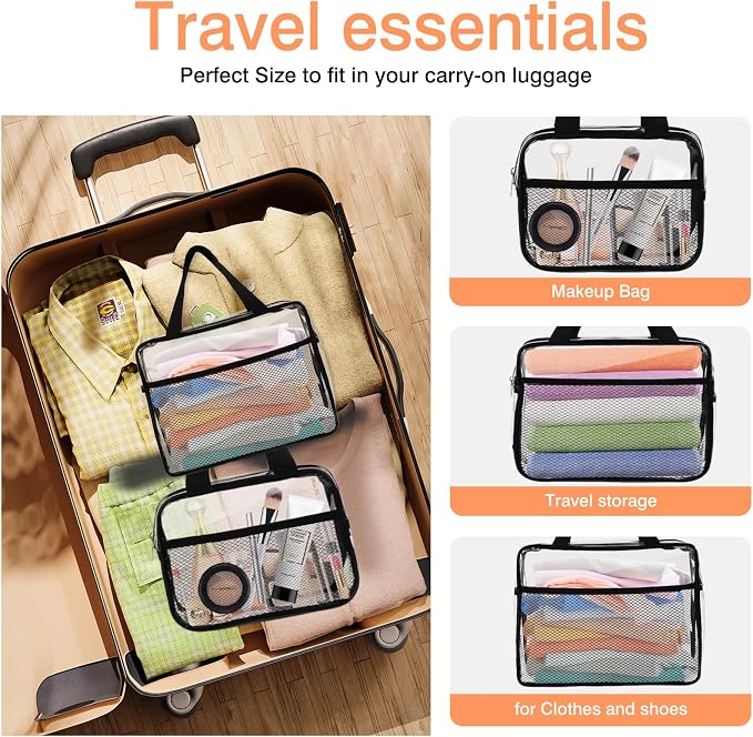 XEWEA 2PCS Middle TSA Approved Clear Travel Toiletry Bags - Image 6