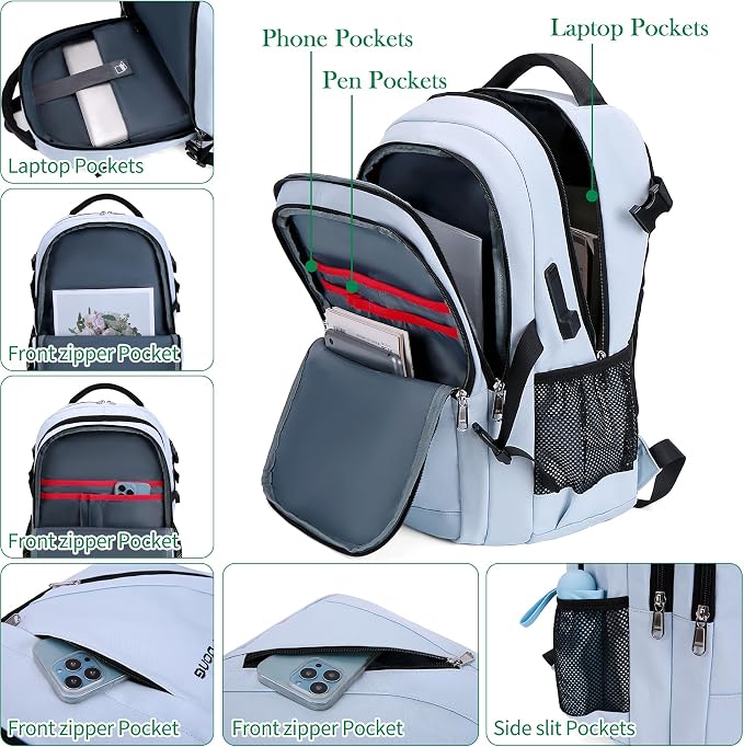FENGDONG 17.3 inch Large Laptop Backpack Durable Waterproof Travel College - Image 3