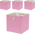Pink Cube Storage Organizer Bins 13x13x13 Inch, 4 Pack Collapsible Organization by Fboxac