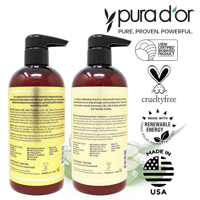 PURA D'OR Anti-Thinning Biotin Shampoo & Deep Moisturizing Conditioner Original - Image 7