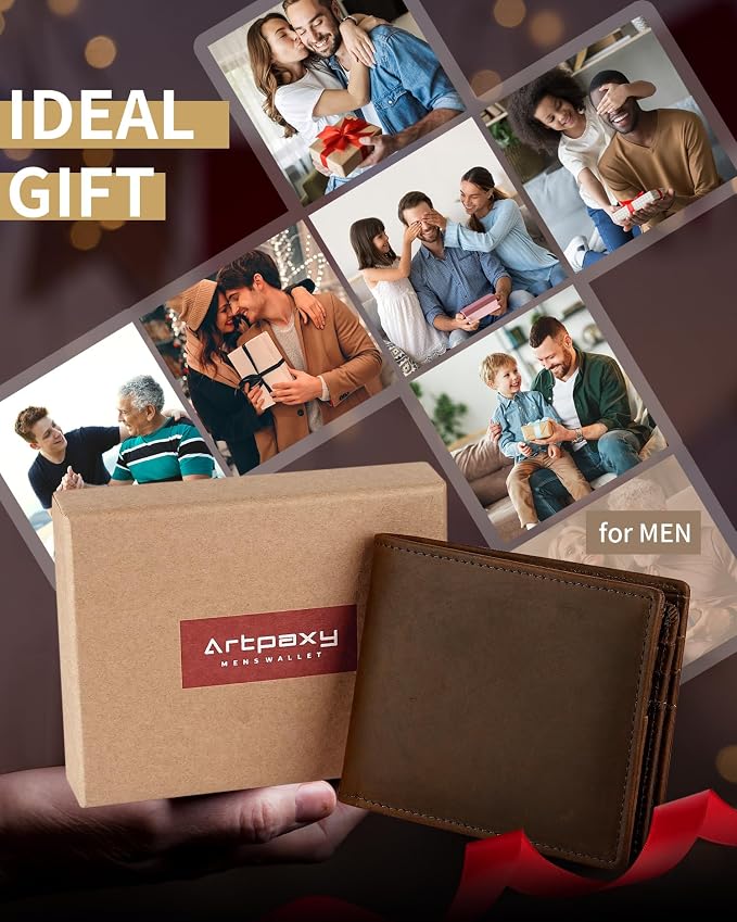 Mens Wallet Genuine Leather Bifold RFID Blocking Wallet - Image 6
