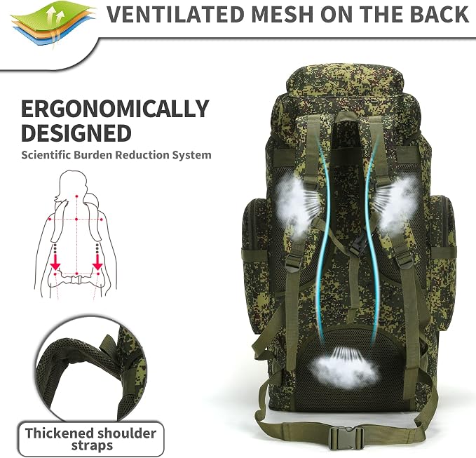 King'sGuard 70L Camping Hiking Backpack Tactical Backpack Military Molle - Image 5