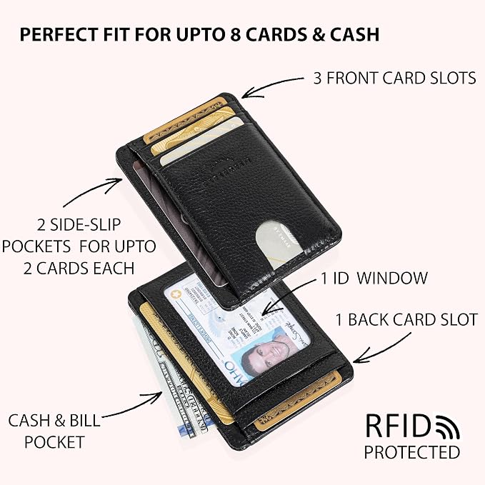 KARAKORAM Vertical Handcrafted Premium Leather Front Pocket Credit Card Holder - Image 6