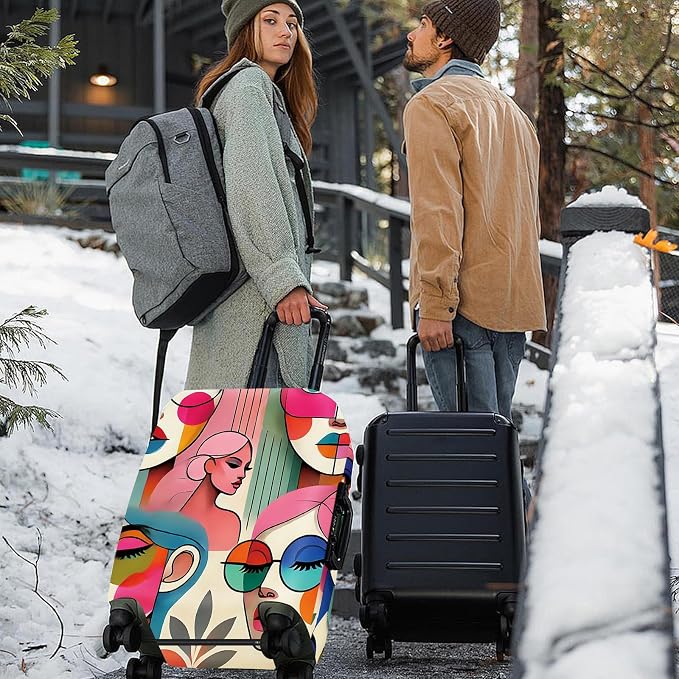 ANNA QUEEN Modern Art Fashion Luggage Cover, Stylish Abstract Woman Suitcase - Image 7