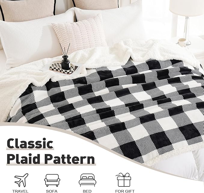 PU MEI Sherpa Fleece Throw Blanket 60" x 80" Reversible Plush Fluffy Large Big - Image 5