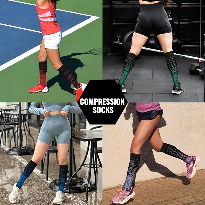 Compression Socks for Women Men Circulation Knee High 8 Pairs for Nurses - Image 6