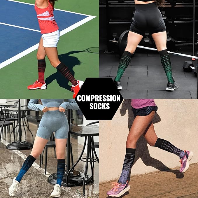 Compression Socks for Women Men Circulation Knee High 8 Pairs for Nurses - Image 6