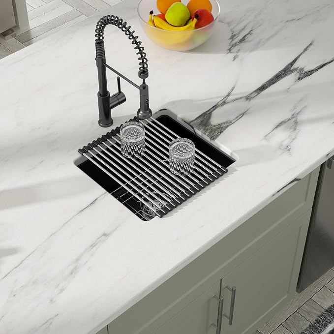 Dcolora 18 Inch Quartz Composite Black Wet Bar Sink Undermount Small Prep - Image 2