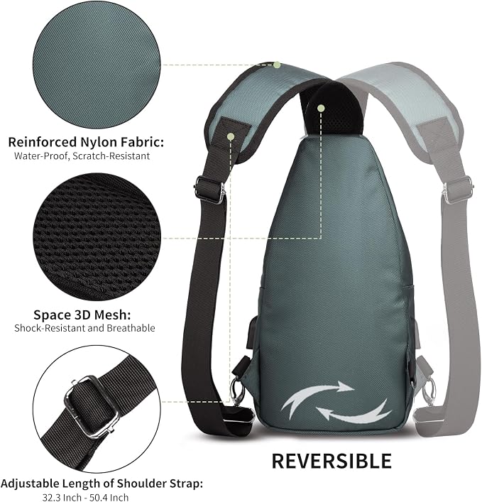 AMJ Crossbody Sling Bag Men Women, Casual Shoulder Backpack, Chest Daypack - Image 4