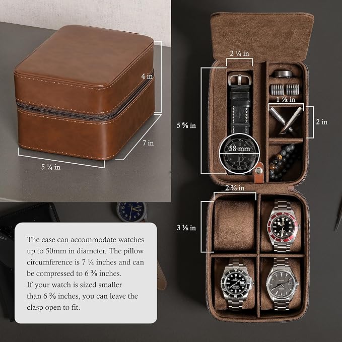 ROTHWELL 5 Watch Travel Case Storage Organizer - Image 3