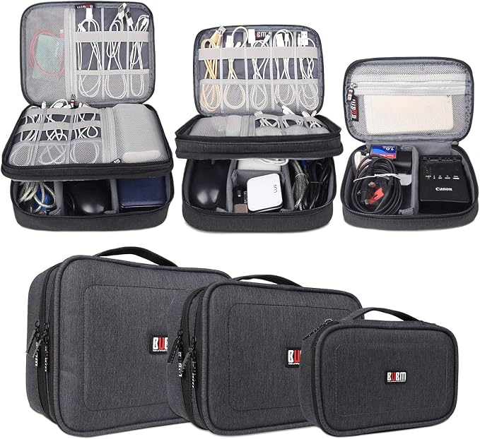 BUBM 3pcs Double Layer Electronic Organizer, Travel Gadgets Bag by BUBM