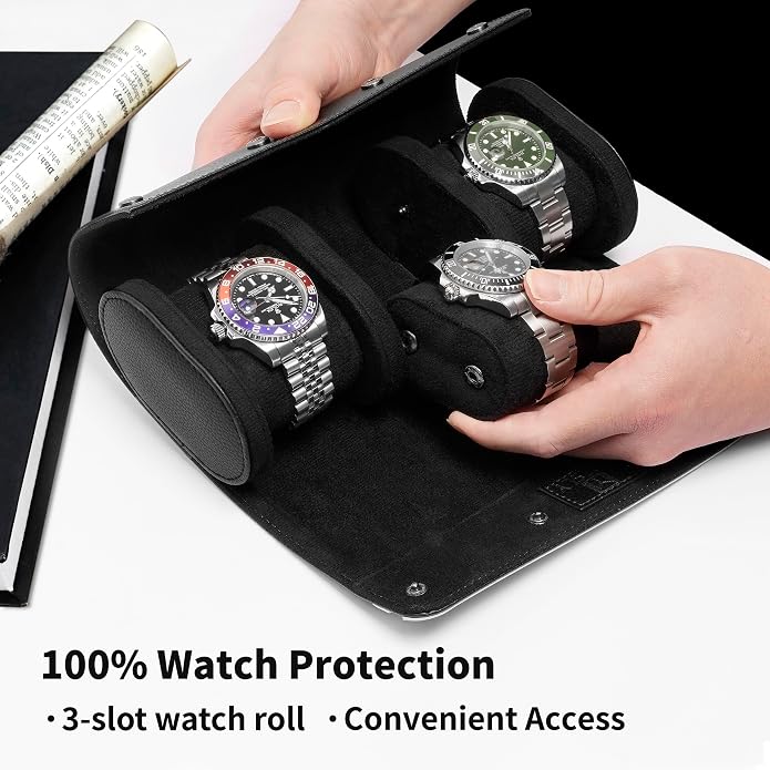 MOZSLY Watch Roll Travel Case 3 Slots Portable Box - Image 2
