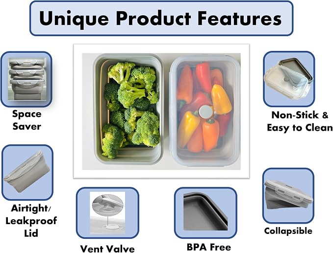 Cocina Vida Collapsible Silicone Food Storage Containers - Image 5