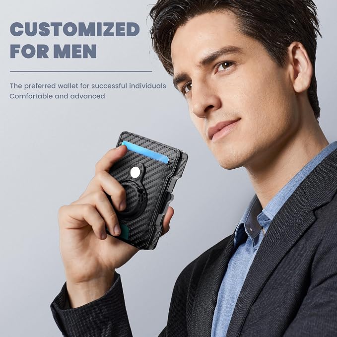 AirTag Wallet for Men, RFID Blocking Slim Mens Wallet - Image 4