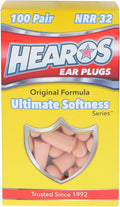 HEAROS Ultimate Softness Foam Disposable Earplugs, NRR 32, 100 Pair, PU Foam by Hearos