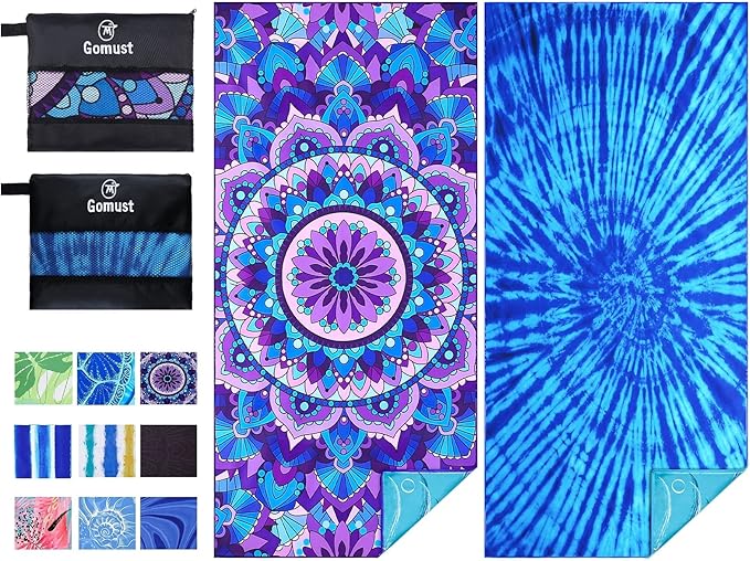 2 Pack Lightweight Thin Beach Towel Oversized 71"x32" Big Extra Large by Gomust