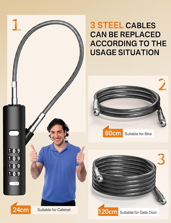4-Digit Combination Cable Luggage Lock - Image 3