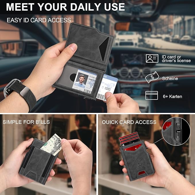 Wallet for Men Wallet with Slim Pop Up Card Holder 9-13 Cards, Bifold - Image 8