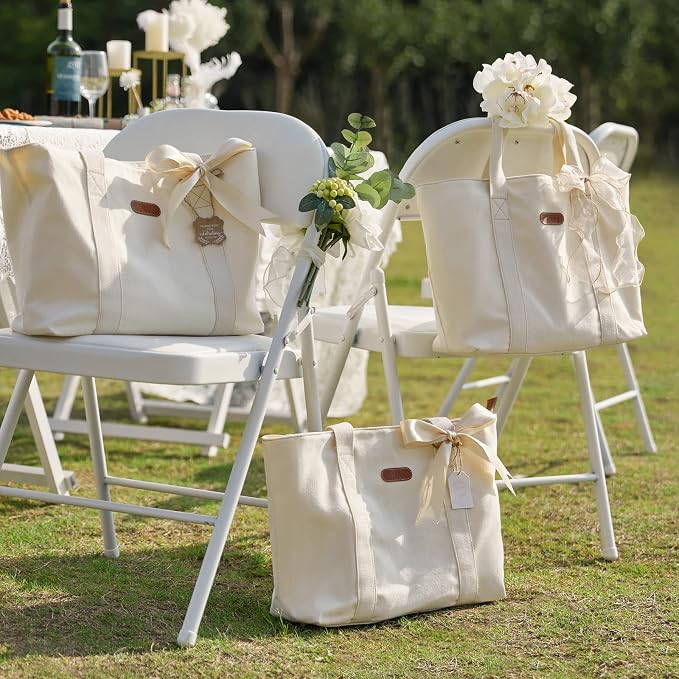 AW BRIDAL Monogram Canvas Tote Bag - Image 7